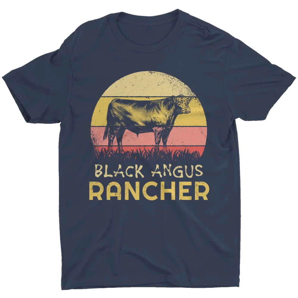 Camiseta negra Angus Cow Rancher, carne de ganado, granjero, apoya tu local para hombres, marca de lujo, camisetas unisex para mujeres, verano