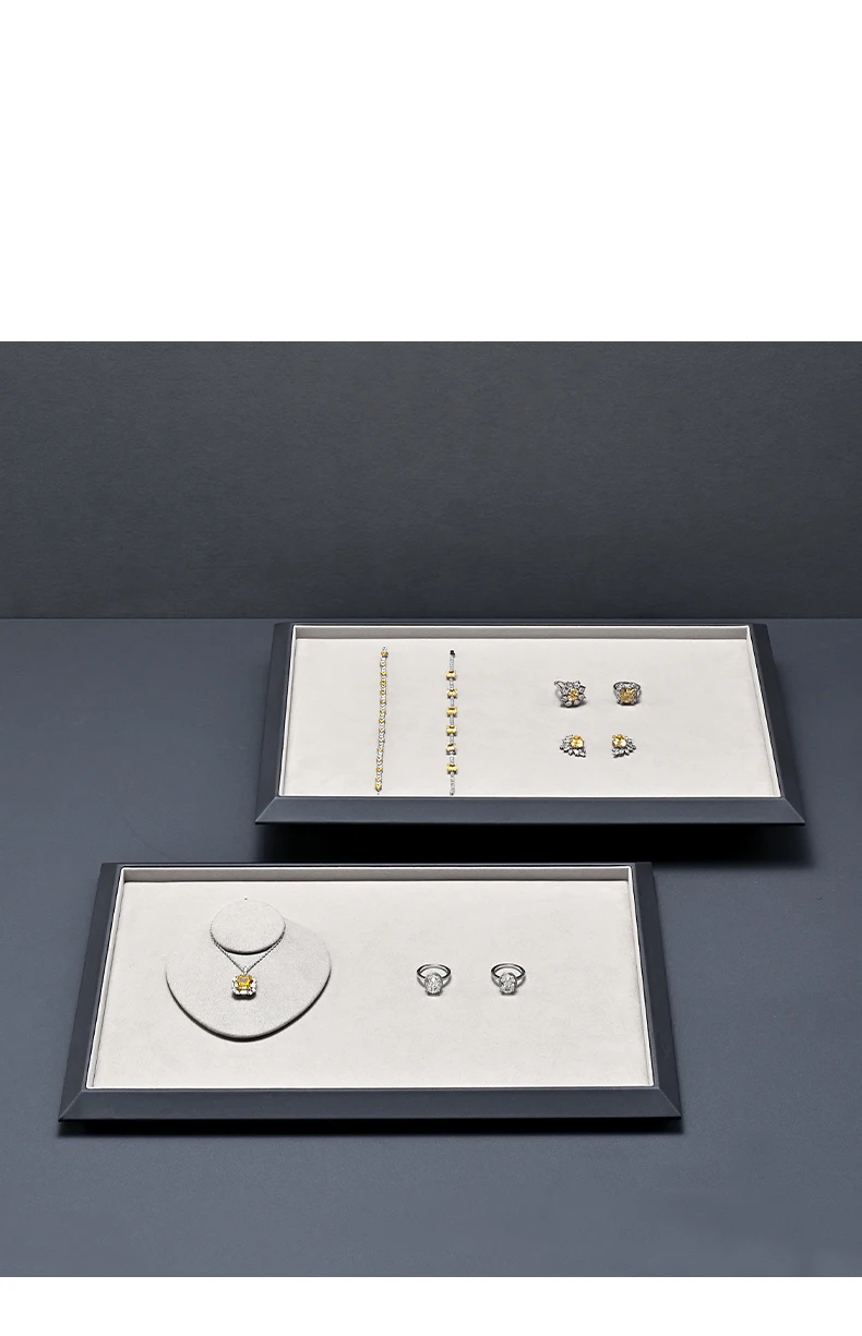 Oirlv Leder-Schmuckablage Luxus-Schmuckorganizer für Ringe, Ohrringe, Halsketten, Armbänder, Anhänger, Uhren – Exklusiv für Juweliergeschäfte – Detail 3