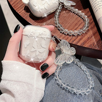 Crystal Butterfly Pendant Bead Bracelet Earphone Case for Apple airpods 1/2 /3 4 For Airpods Pro 2nd Earphone Case With Keychain