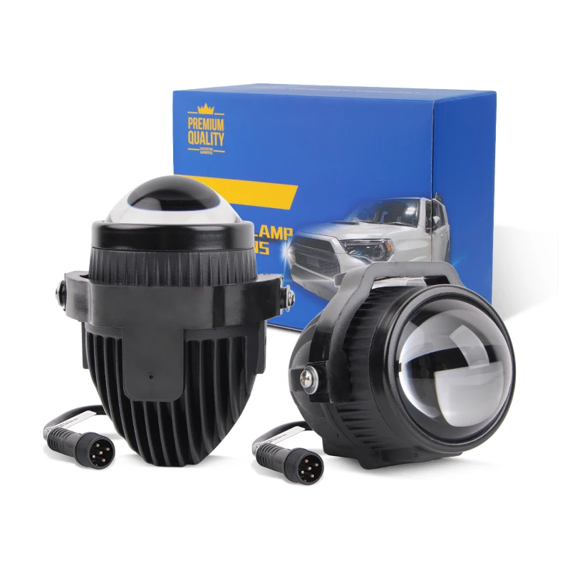 12V 80W Universal For Kia 2Inch Fog light Lens Bi Led Projector Tricolor H11 Led Headlight 2.0 Super Bright Fog Lamp Projector