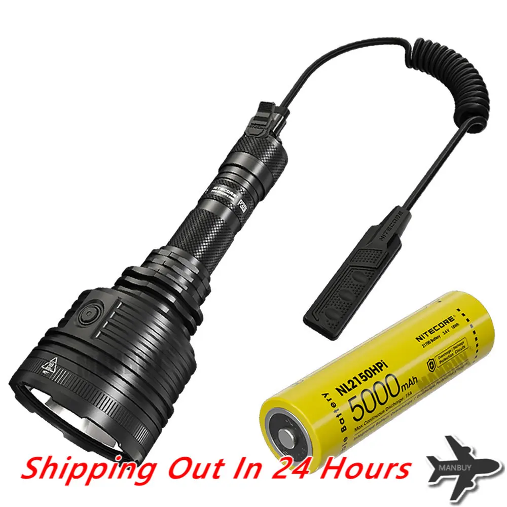 Nitecore P30i 2000 Lumen CREE LED Outdoor Search Tactical Flashlight +NL2150HPi 5000mAh 21700 Rechargeable Battery+ RSW2i Remote