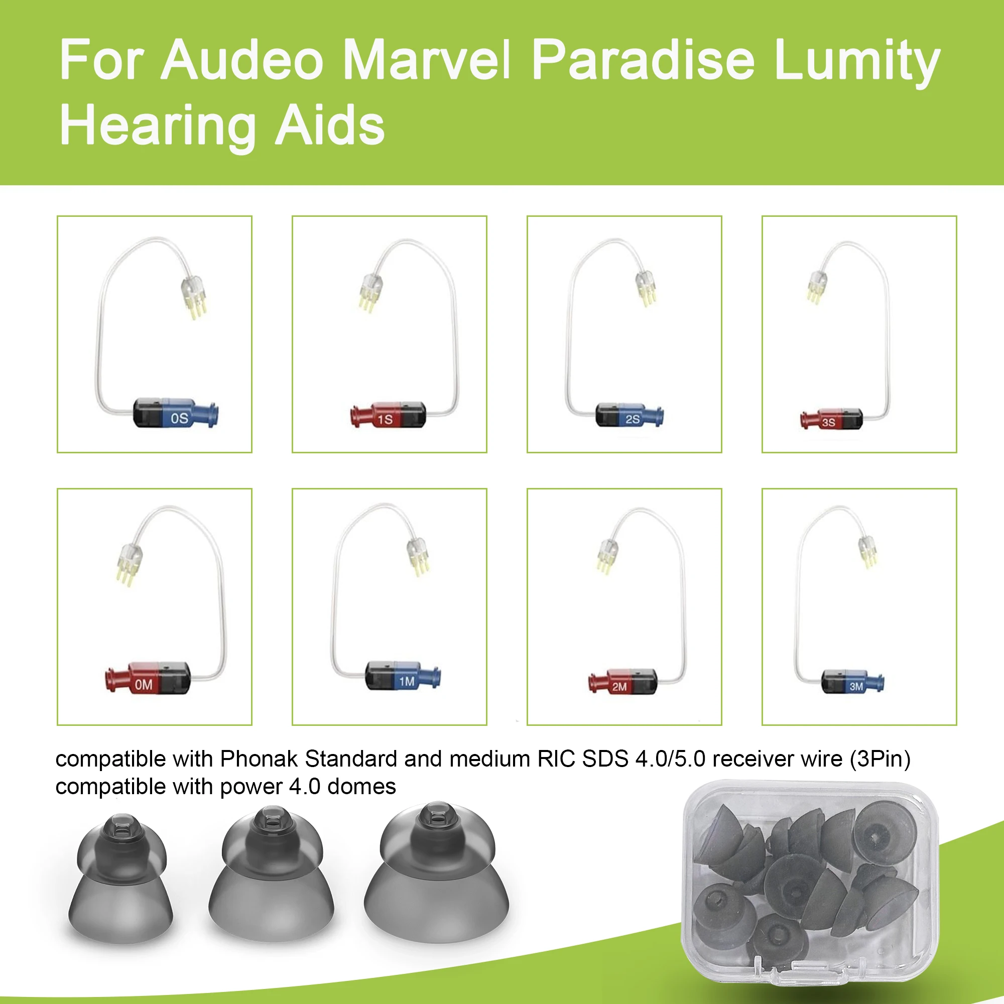 قباب مساعدة للسمع لاستبدال Phonak، أداة مساعدة السمع فوناك 4.0 قباب 10 قطع، قباب عالمية لسماعات Phonak-Unitron RIC