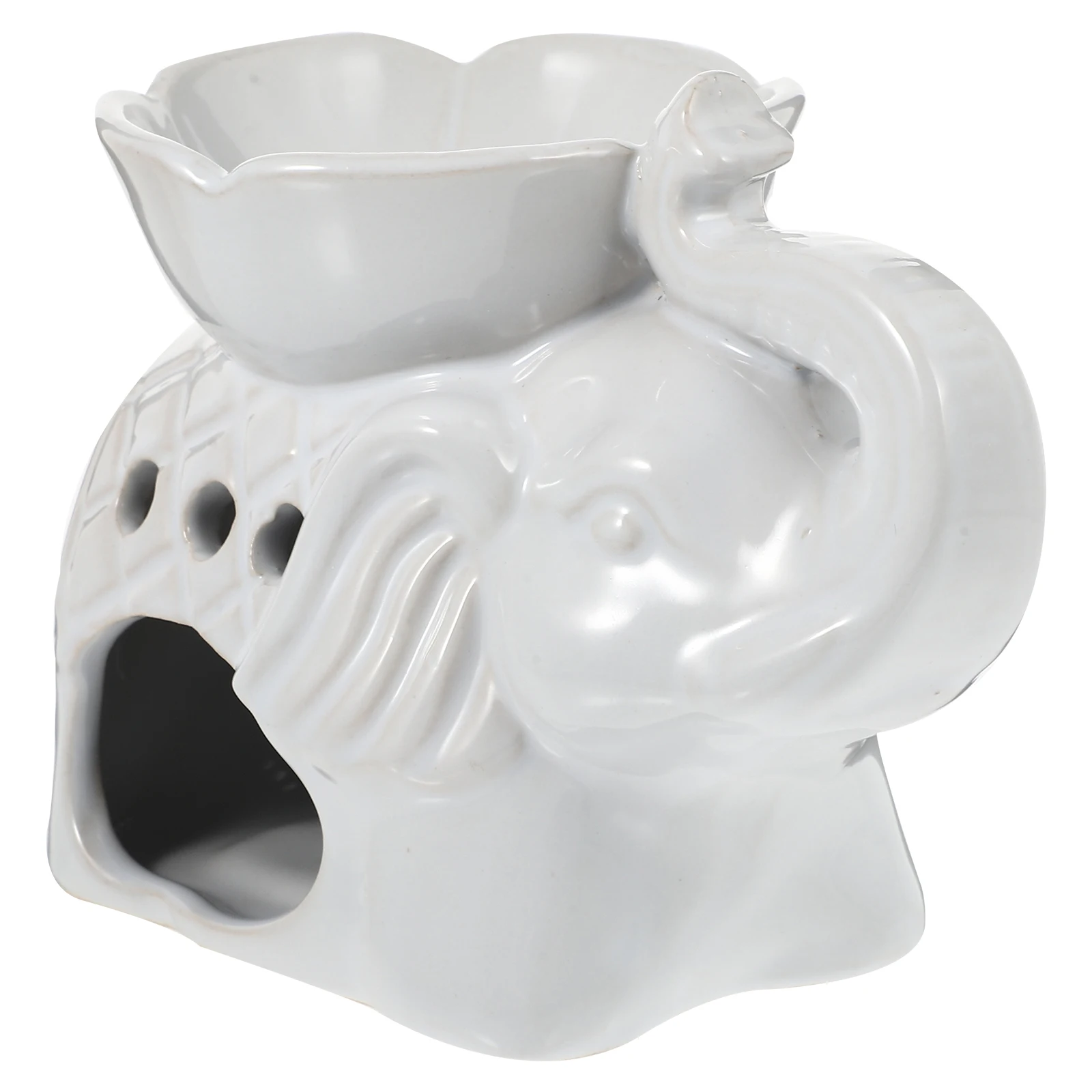 

1Pcs Ceramic Essential Oil Burner Elephant Petal Shape Aroma Therapy Decor for Home Office Study Bedroom Relaxation