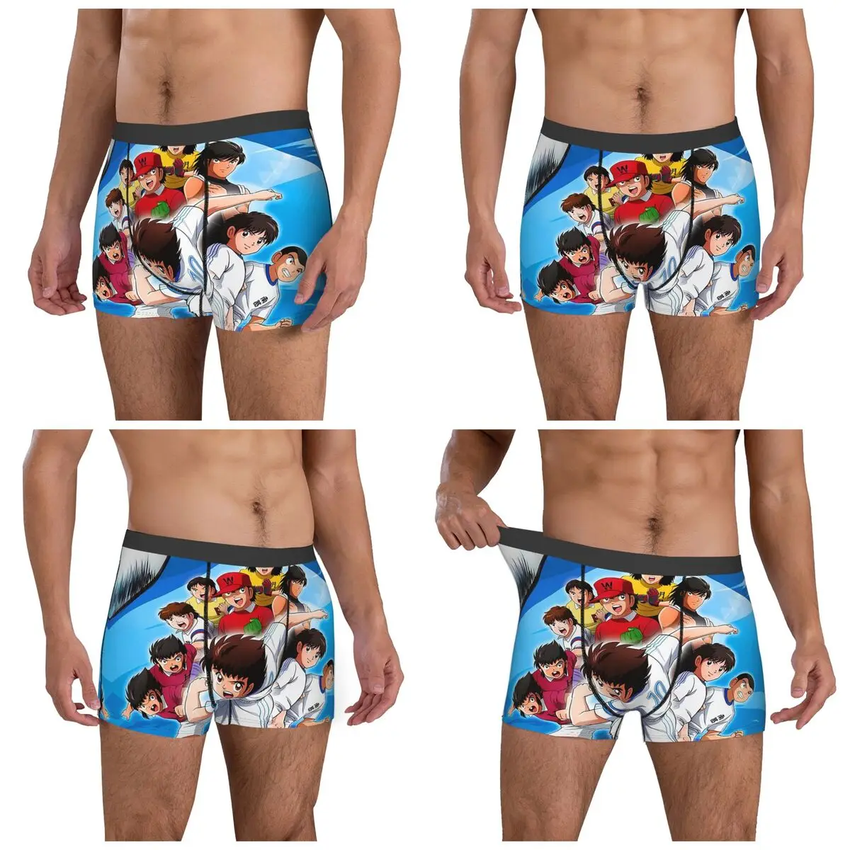 الملاكم السراويل السراويل اليابان كرة القدم مانغا الكابتن Tsubasa سراويل الذكور تهوية الملابس الداخلية ل أوم رجل صديقها هدية