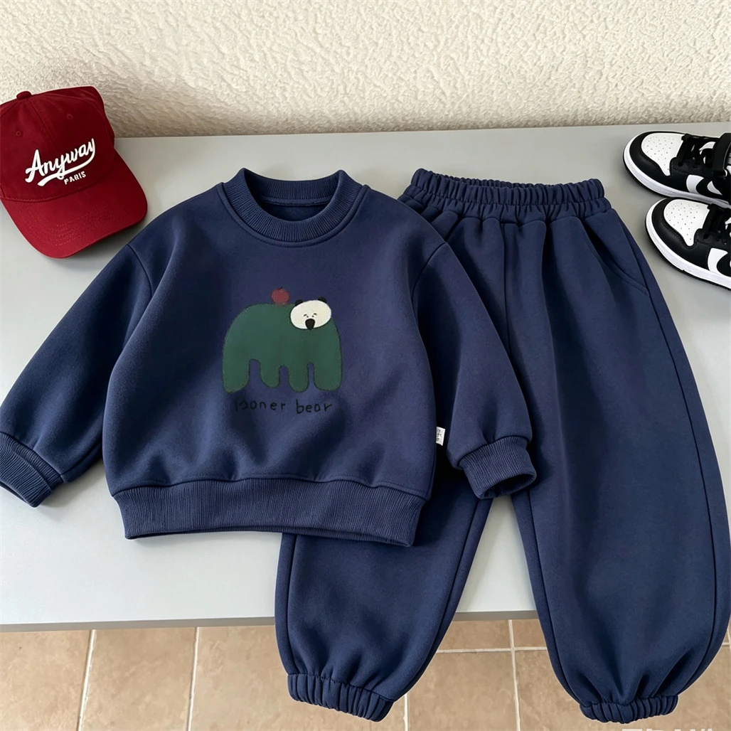 Autumn Wear Long-sleeved Outfits For Child Cartoon Sweatshirts+Pants Two Piece Set Toddler New Cute Hoodie Loose Pants Suit