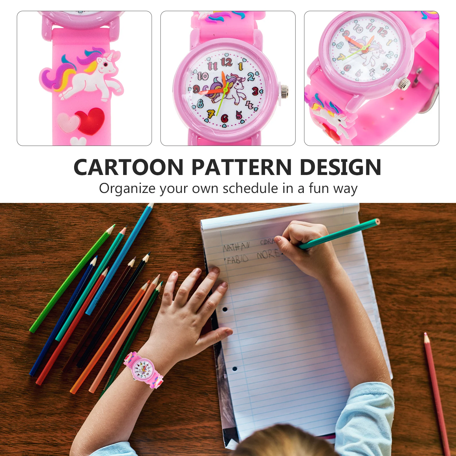 

Kids Student Watch Durable Cartoon Digital Design Lightweight Waterproof Wristwatch Lovely Quartz Watch for Children