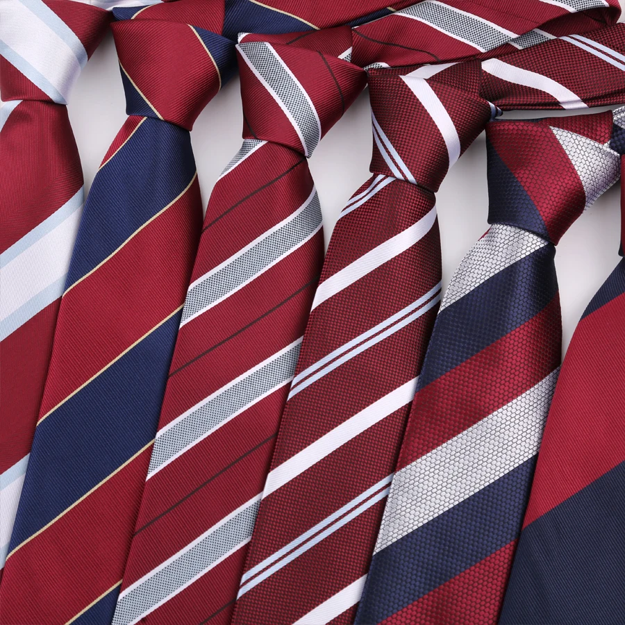 Luxus 8CM Herren Krawatten Krawatte Rot Farbe Streifen Krawatten Für Mann Bräutigam Jacquard Gewebt Krawatte Für Business Hochzeit party
