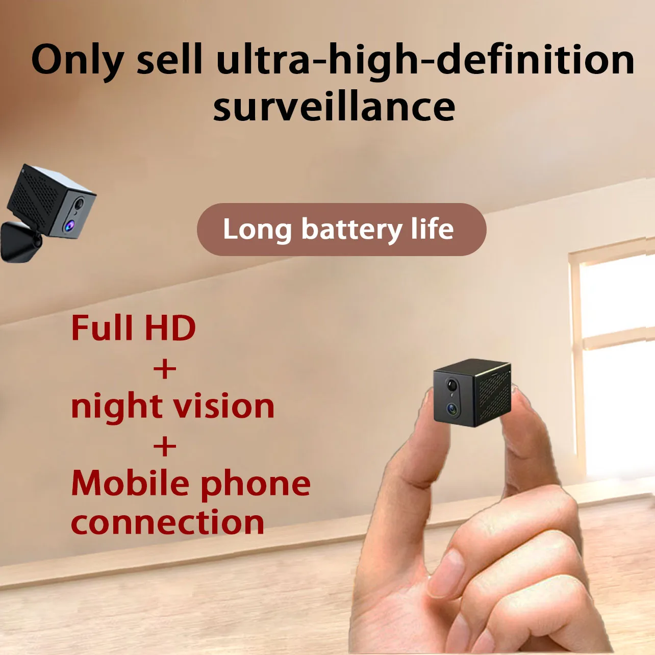 Brand Ultra-High-Definition Surveillance Camera for Home Use, No Need for Power Plug or Installation, Mini Micro Camera with Wifi Connection for Living Room, Room, Office, Car, Remote Use, Universal for Home, Wireless 360-Degree Panoramic View, Non-Mini, Non-Pinhole, Non-Compact, Non-Invisible, Non-Hidden, Non-Concealed view 3