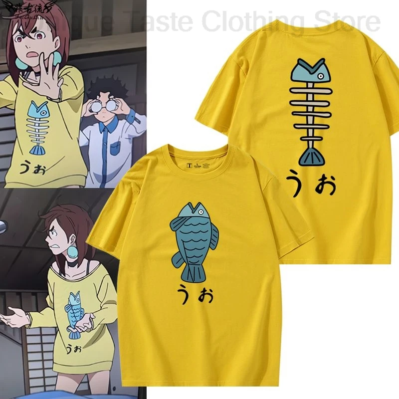 Anime Supernatural Armed Dandadan T Shirt Fashion Cartoon Momo Same Fish Print T-shirt Men Women Cotton Short Sleeve Tee Tops