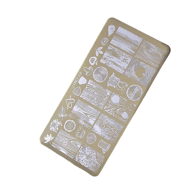 

Nail Art Template For DIY Nail Decor Stencil 12x6cm Golden Rectangular Nail Stamping Plates Bowknot Butterfly Flower Cat Designs