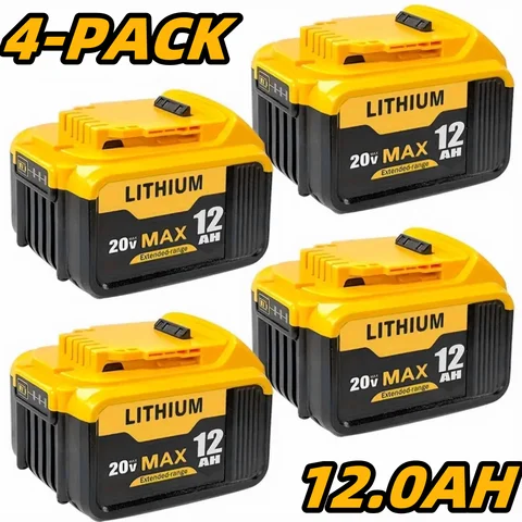 1/2/4PACK 20V 12Ah Replacement Battery For Dewalt 20V Max Tools (DCB201, DCB200, DCB204, DCB206, DCB203) - Compatible