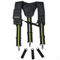 MELOTOUGH Work Suspenders Tool Belt Suspenders with Large Moveable Phone Holder Construction Suspenders With Pencil Holder