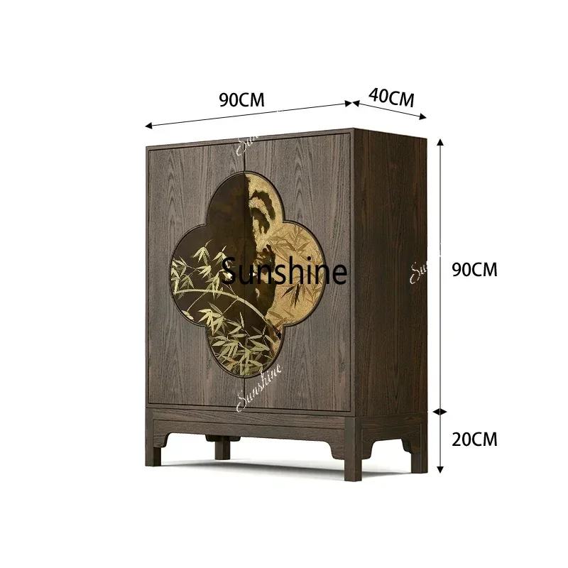 YYYLTT Chinese bamboo solid wood dining side cabinet tea room storage storage cabinet household wall side cabinet