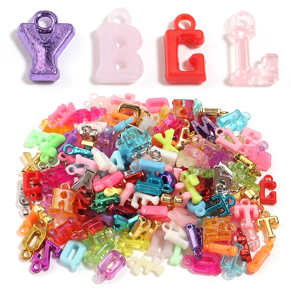 100pcs/lot Mixed Colorful ABS Letter Beads Charms For Jewelry Making DIY Bracelet Necklace Earrings Pendants Accessories