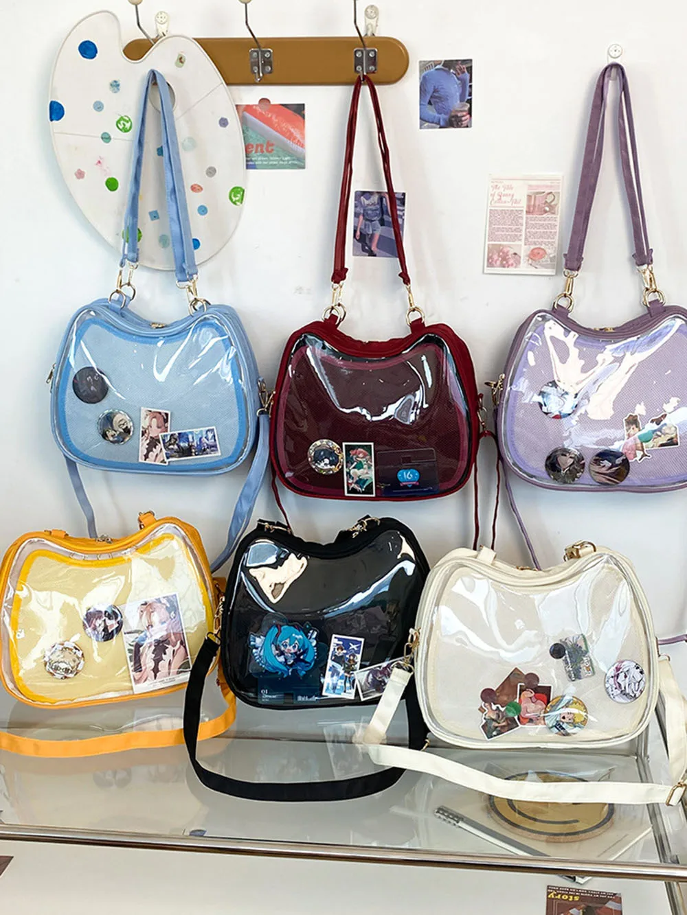 

Y2K Sweet Cute Cat Ita Bag New Japanese Popular Crossbody Bags JK Uniform Shoulder Bag Girl Transparent Display Student Handbags