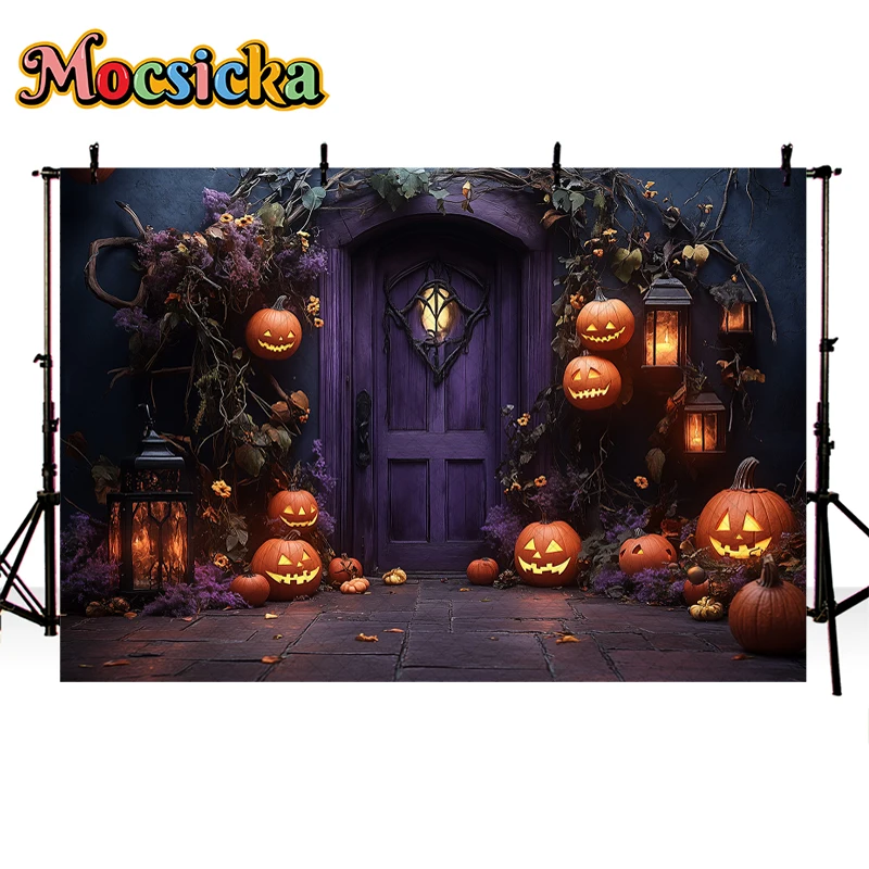 Mocsicka Halloween Backdrops Kids Adult Photography Child Baby Photocall Pumpkin Lantern Witch Poison Night Festival Backgrounds