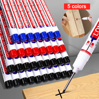 5 Colors 20mm Deep Hole Long Marker Pens Bathroom Waterproof Woodworking Tile Metal Multi-purpose Long Head Oil Markers Pen Work