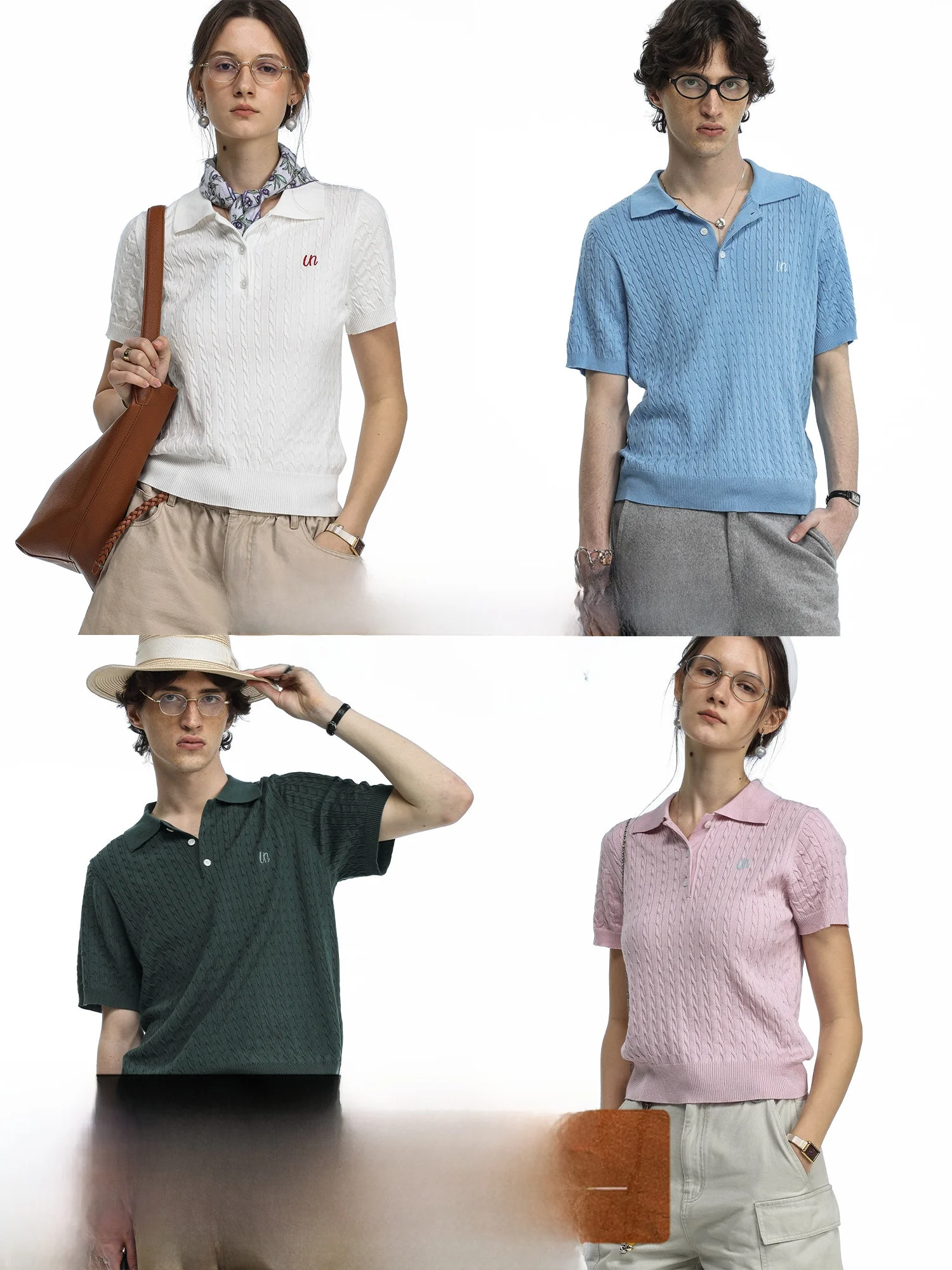

Lightweight Knitted Shirt UnvesnoUN100 Lyocell Fiber Embroidery Men's Women's Fashionable City Style Short Sleeve
