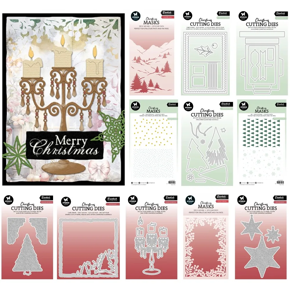 Marry Christmas Cutting Dies & Stencil Scrapbook Diary Decoration Stencil Embossing Template DIY Greeting Card Handmade