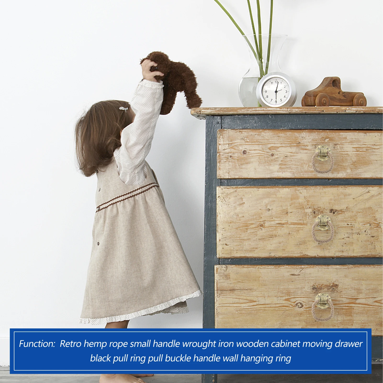 

Retro Metal Door Pull Handles Vintage Cabinet Drawer Knobs Rustic Ring Handle for Wardrobe Dresser Bathroom Cupboard Pull