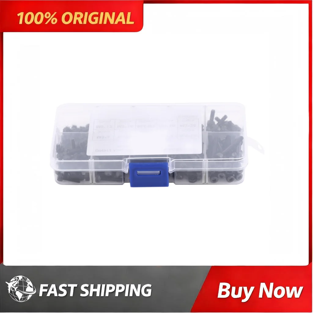 280Pcs Grade 12.9 Alloy Steel Hex Socket Cap Head Screws Nuts Assortment Kit M3 Length Each 100 Nuts Machinery Furniture Repair