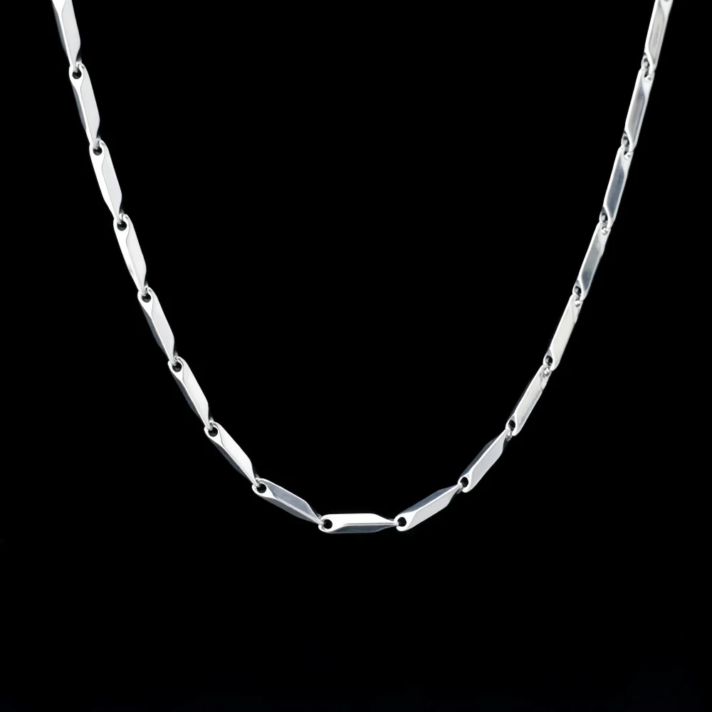 Herren Silberfarbene Edelstahl-Samenkette Halskette Hip-Hop Retro-Outfit Schmuck Einfache Mode Titan-Stahl Halskette – Detail 5