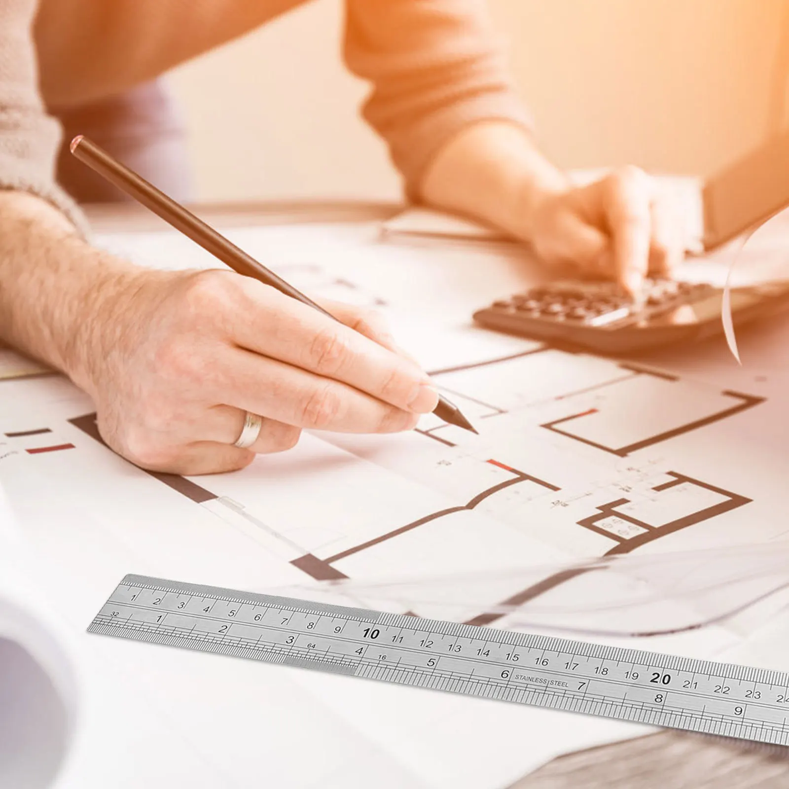 3pcs Stainless Steel Measuring Ruler 30Cm Engineering Straight Ruler For Drawing Woodworking Students Double Sided Tool