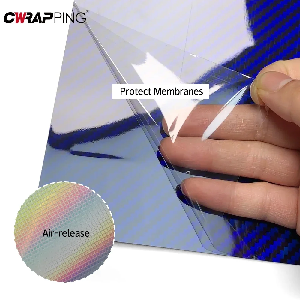 Carbon Fiber Vinyl Wrap Film Glossy Blue Pvc Wrap Film Anti Scratch Interior Ornament Stability Parts for Auto Accessories