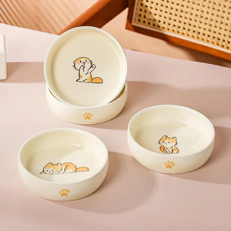 Cute Cat Bowl Ceramic Dog Feeder Pet Supplies Anti Knock Anti Black Chin Cat Food Bowls Water Bowls Dog Supplies