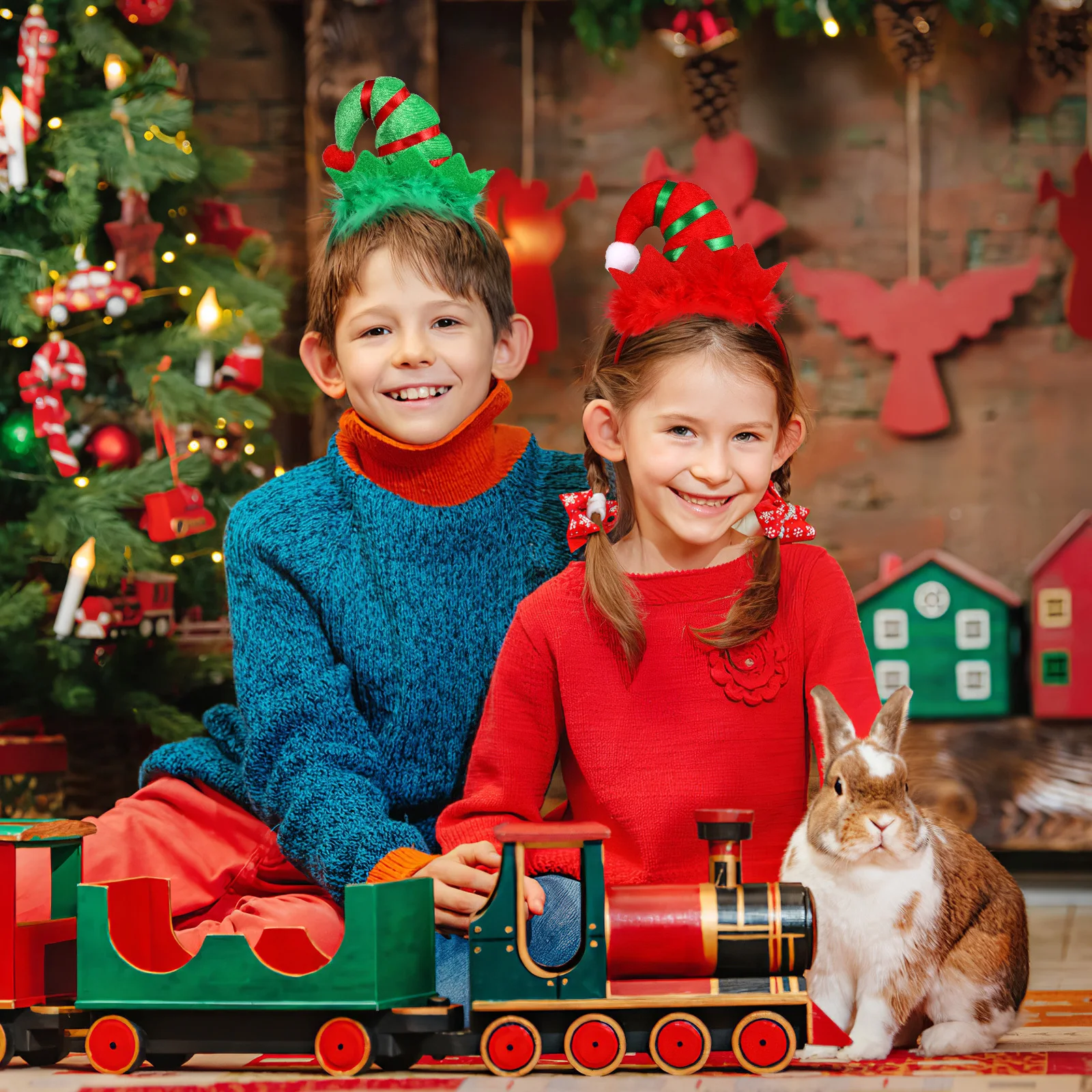 

2 pcs Christmas Headband For Women Kids Holiday Party Favors Festive Hair Hoop Headdress Costume Accessory Decor