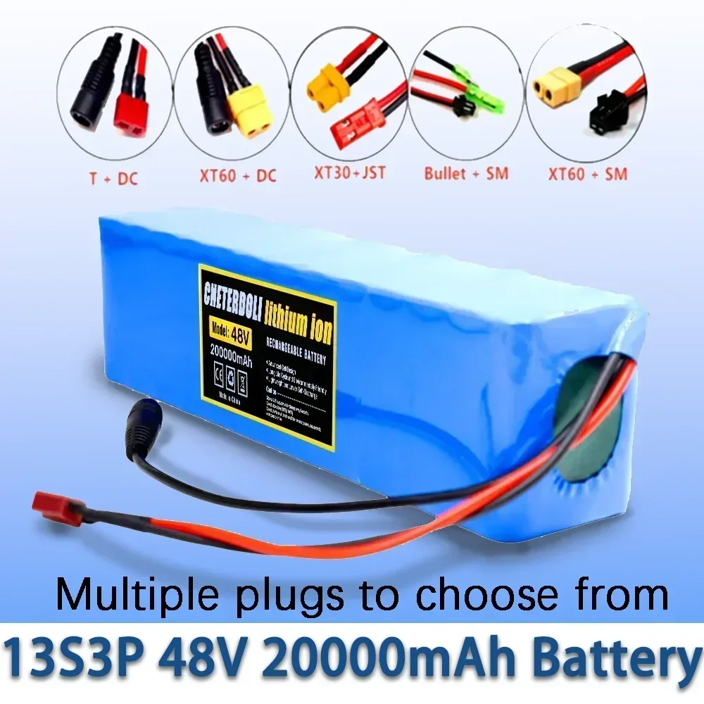 

13S3P 48V 20000mAh 20Ah Lithium-ion Battery Pack with 250W 350W 500W 750W 1000W BMS for 54.6V E-bike Electric Bicycle Scooter
