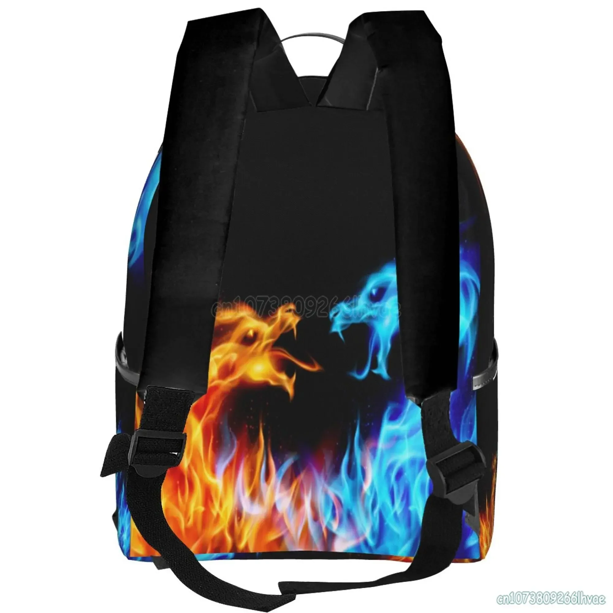 Zaino scolastico Blu e rosso Fiery Dragons Bookbag per ragazzi Ragazze Adolescenti Borsa da viaggio casual Zaino per computer portatile