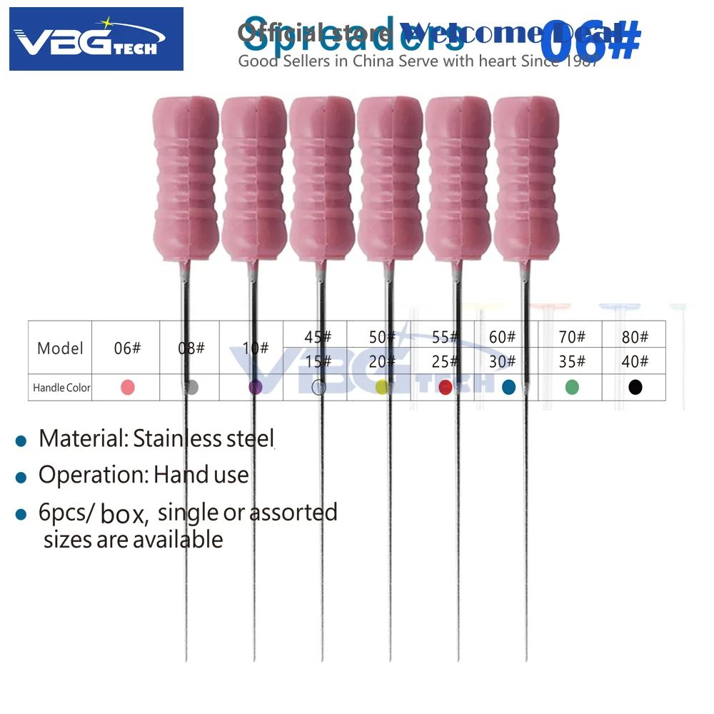 6pcs/Pack 21/25/31mm 15-40#Dental Tapered Finger Spreader Endo Root Canal Files SSt Hand Use Endodontic Dentistry Products Tools
