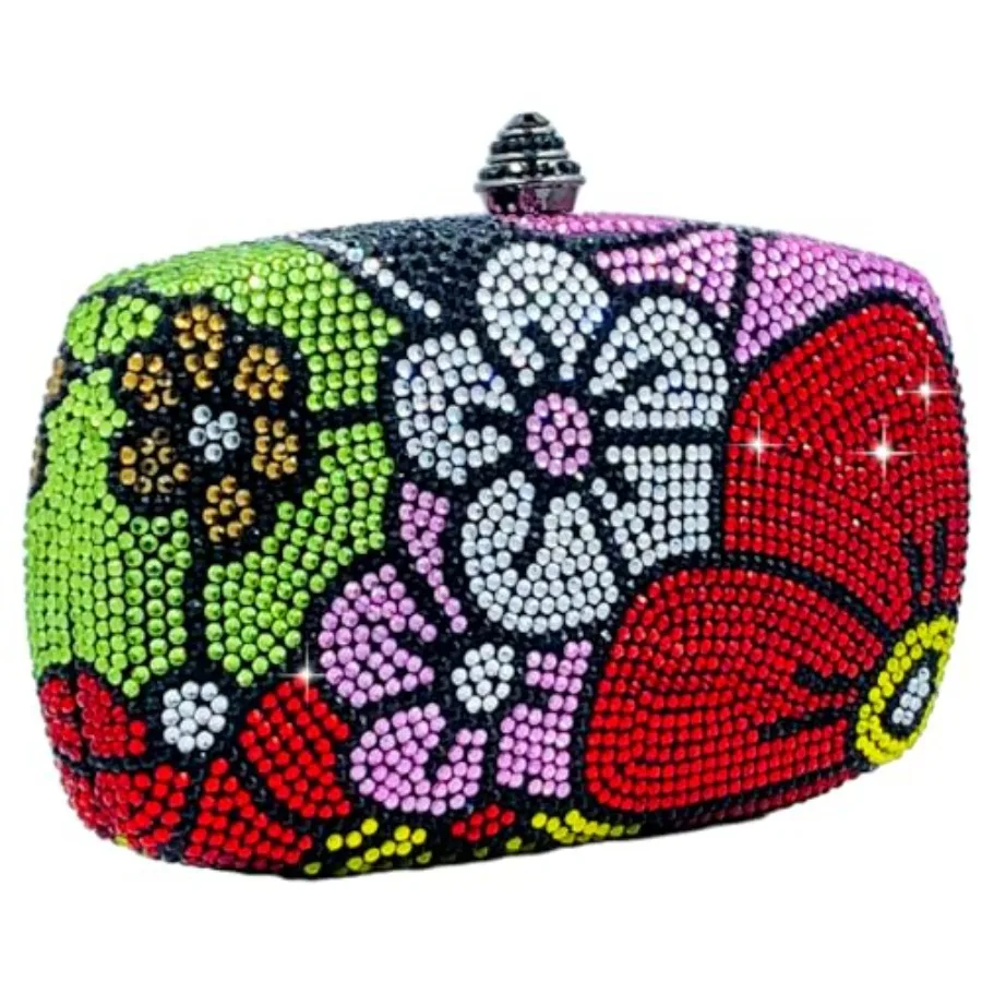 

Mini Flower Clutch Purse for Women Formal, Crystal Evening Bag Wedding Clutches, Prom Rhinestone Clutch Bag