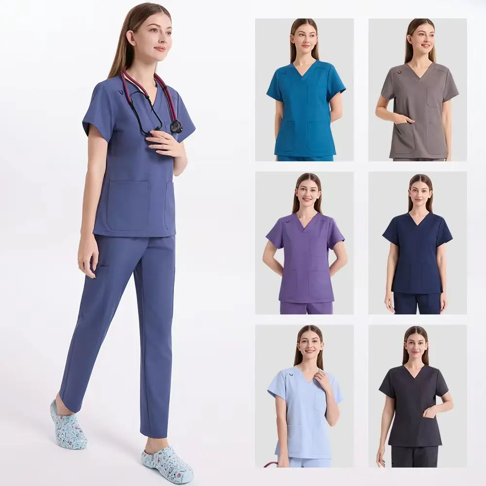BESTIN New Style Nurse Uniform for Women 4-way Stretch Doctor Working Clothes Tooth Pet Medical Nursing Sets S31