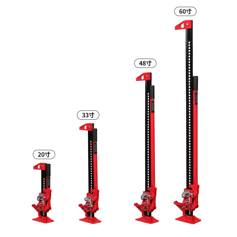Portable hand-cranked vertical jack 60-inch 3-ton mechanical top for tire lifting of off-road vehicles