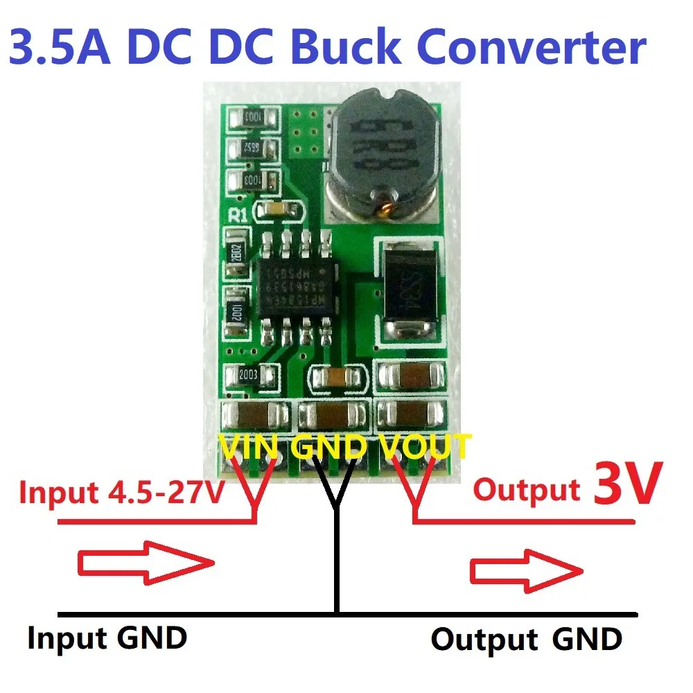 4.5V-27V to 3V 5V 6V 9V 12V Power Board 3.5A DC-DC Converter Module Buck Power Supply Board Step-Down Voltage Regulator Module