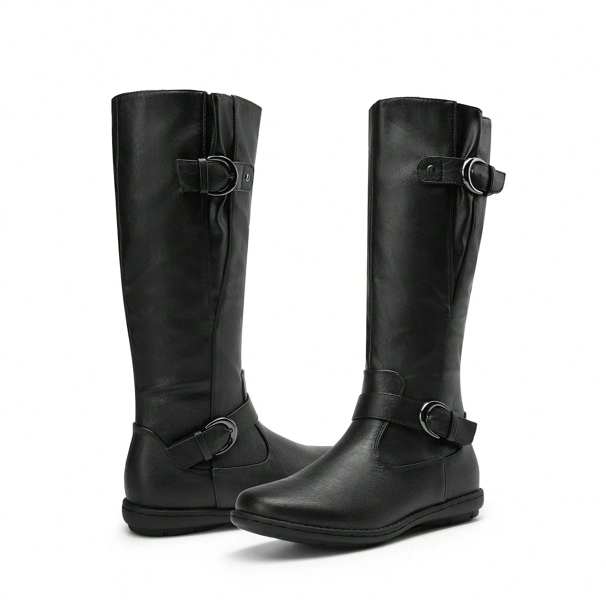 Women's Faux Fur Lined Knee High Winter Boots, Warm Plush Lining Non Slip Sole Round Toe Pull On Style Tall Snow Booties, Cozy Insulated Footwear for Cold Weather, Ideal for Outdoor Walks, Daily Commute, Holiday Outfits Casual Winter Fashion Shoes  Ladies