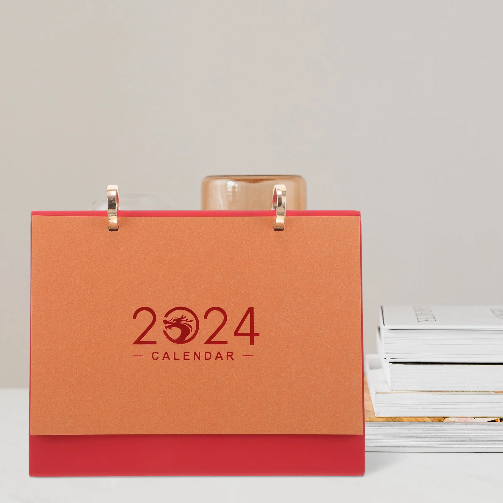 

Настольный календарь на 2024 год Дракона с кольцевым переплетом, портативный, с подставкой, для офиса и дома, аксессуар для рабочего стола