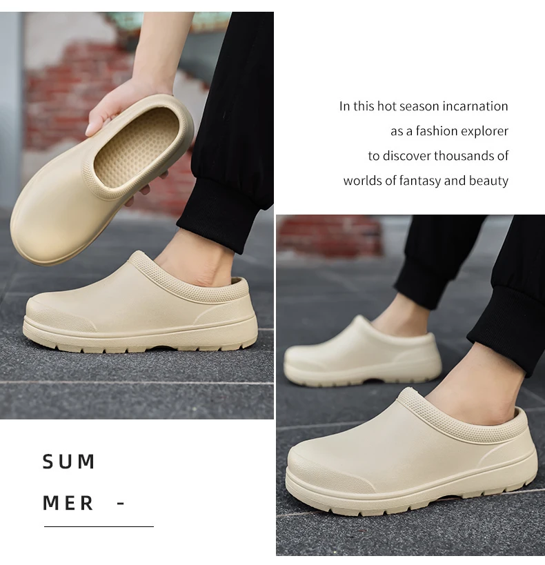 Herren-Hausschuhe, Garten-Clogs für Paare, rutschfeste Damen-Wasserdichte Kochschuhe, bequeme Sandalen für Tierarbeiter, Outdoor-Angelschuhe – Detail 7