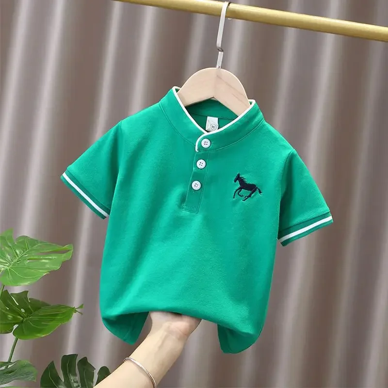 Fashion Kids Boys Polo Shirts Stand Collar Sport Children Boy Summer T Shirt Soft Breathable Cotton Kids Clothes Toddler 7-12y