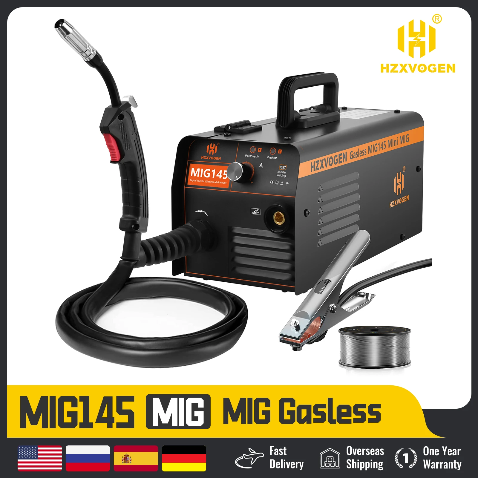 Máquina de Solda Gasless Hzxvogen Soldador Mig Semiautomático Fluxo Mig145