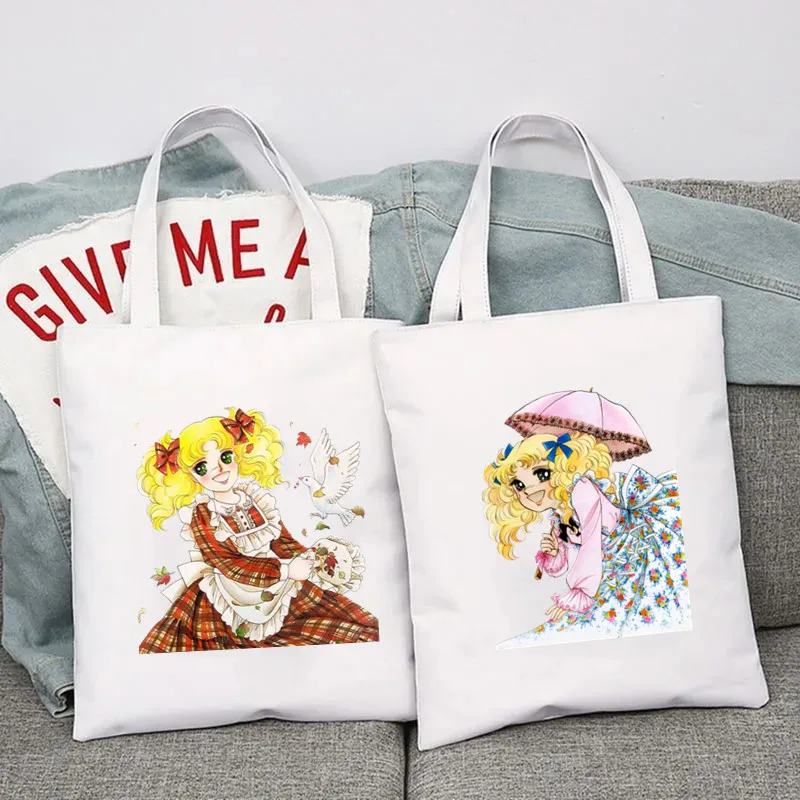 

Kawaii Girl Shopping Bag Aesthetic Printing Vintage Candy Candy Handbag Tote Bag Female Shopper Shoulder Bags Canvas Bag