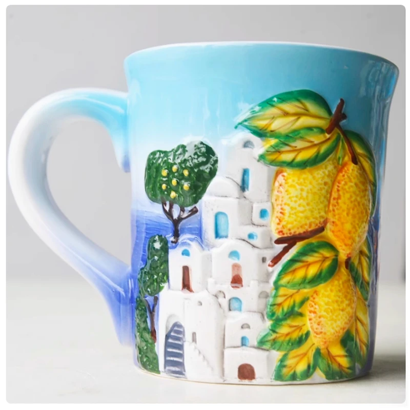 Hand-painted Greece Aegean Sea Ceramic Water Cups World Travel Souvenirs Mugs Home Office Drinkware Creative Gift