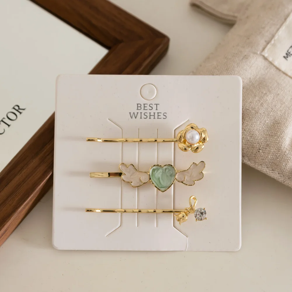 Набор заколок для волос с милыми розами, 3 шт., заколки с жемчугом и стразами для тонких волос, подарок для девочек