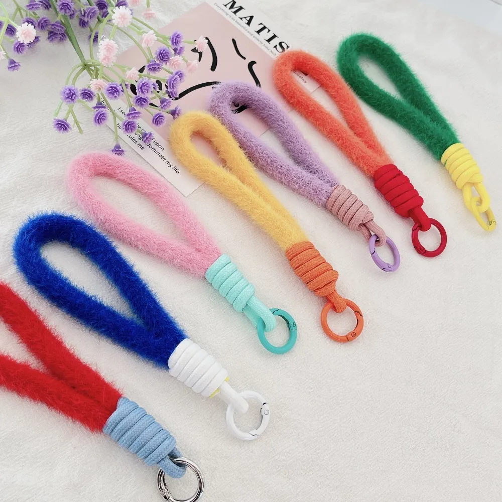 Creative Plush Mobile Phone Hanging Strap Colored Woven Wrist Strap Universal Anti Drop Phone Chain Mobile Phone