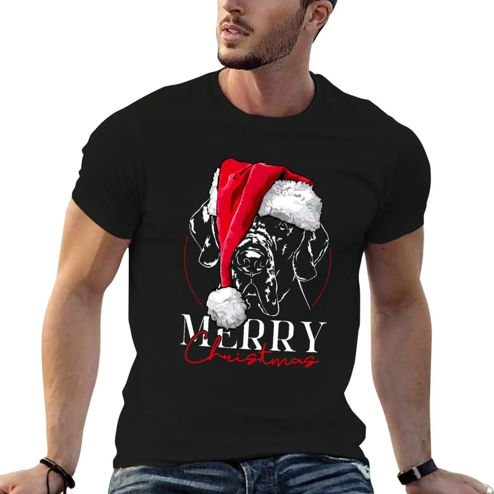 

shirts man personalised funny man funny t Dane t cotton Dogs for Santa Merry T-Shirt shirts Great shirt Christmas t
