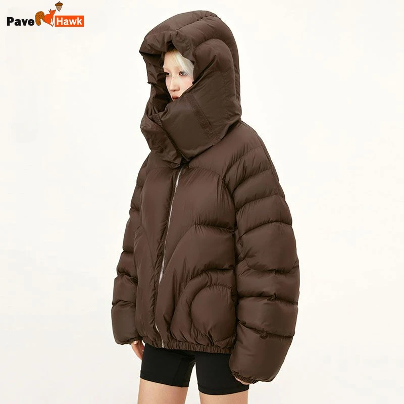 

Winter Hooded Parkas Men Women Retro Solid Thick Loose Warm Jacket Loose Bubble Coat Hip Hop Overcoat Cotton Padded Outerwear