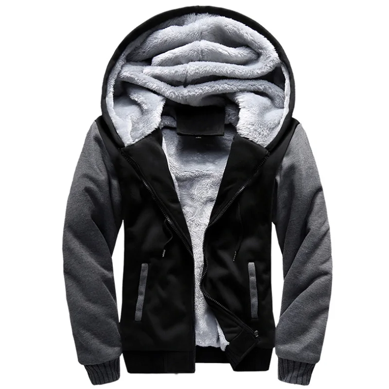 

Autumn Winter Men's Jacket Fashion Color Blocked Thick Velvet Bicycle Windproof and Warm Hooded Jacket Casual Outdoor Men's Wear