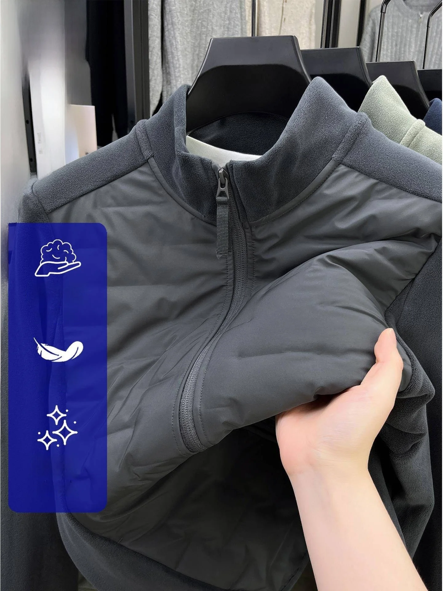 

Men's Lightweight Fleece Lined Thickened Outdoor down Jacket Autumn Winter New Style Fashionable Urban Casual Warm Windproof